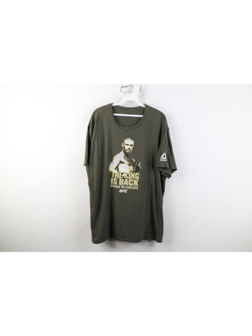 Vintage Reebok Mens XL UFC Conor McGregor MMA Fighting T-Shirt Green Cotton